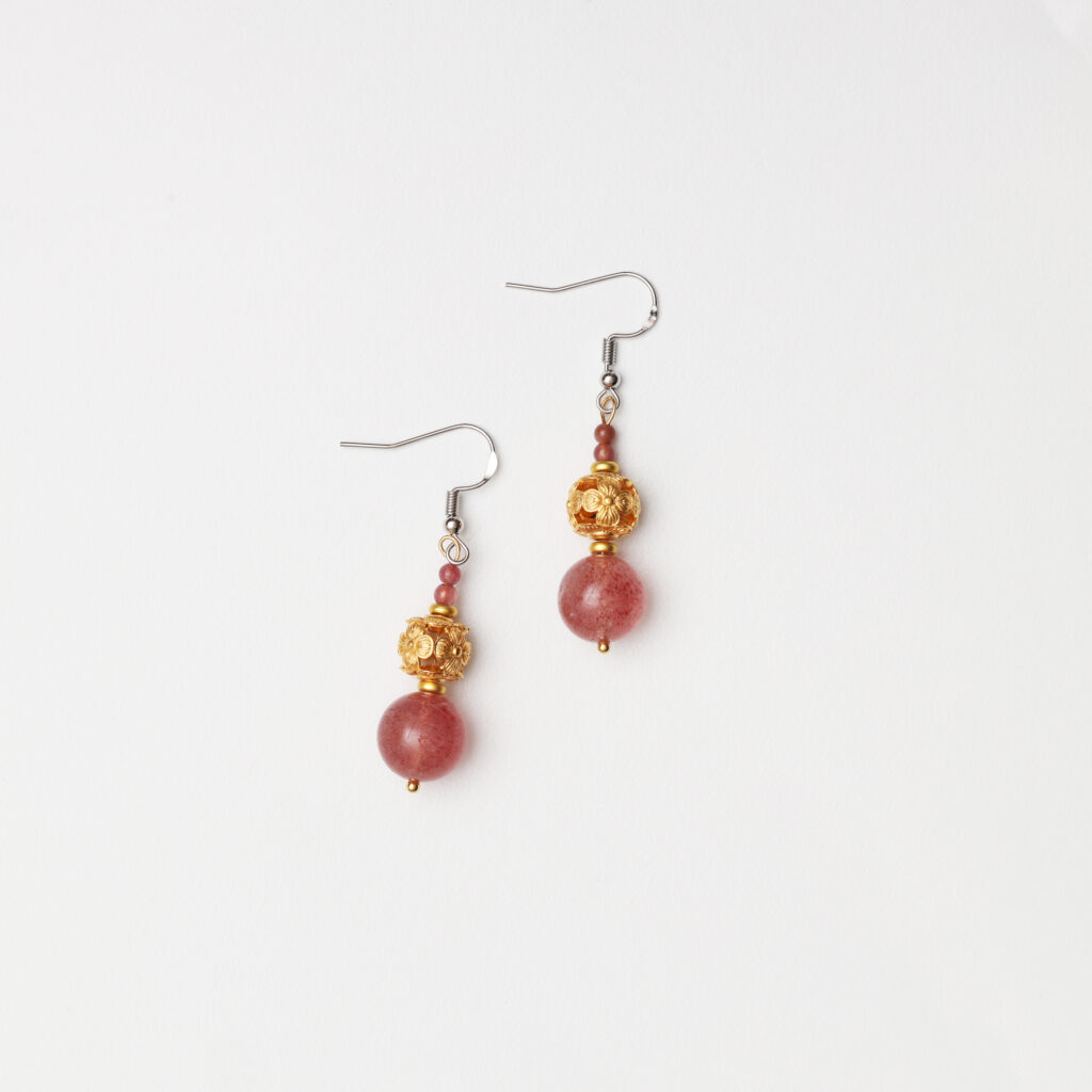 Strawberry quartz drop earrings