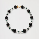 Clear Quartz, Silver Obsidian & Malachite Necklace