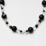 Clear Quartz, Silver Obsidian & Malachite Necklace