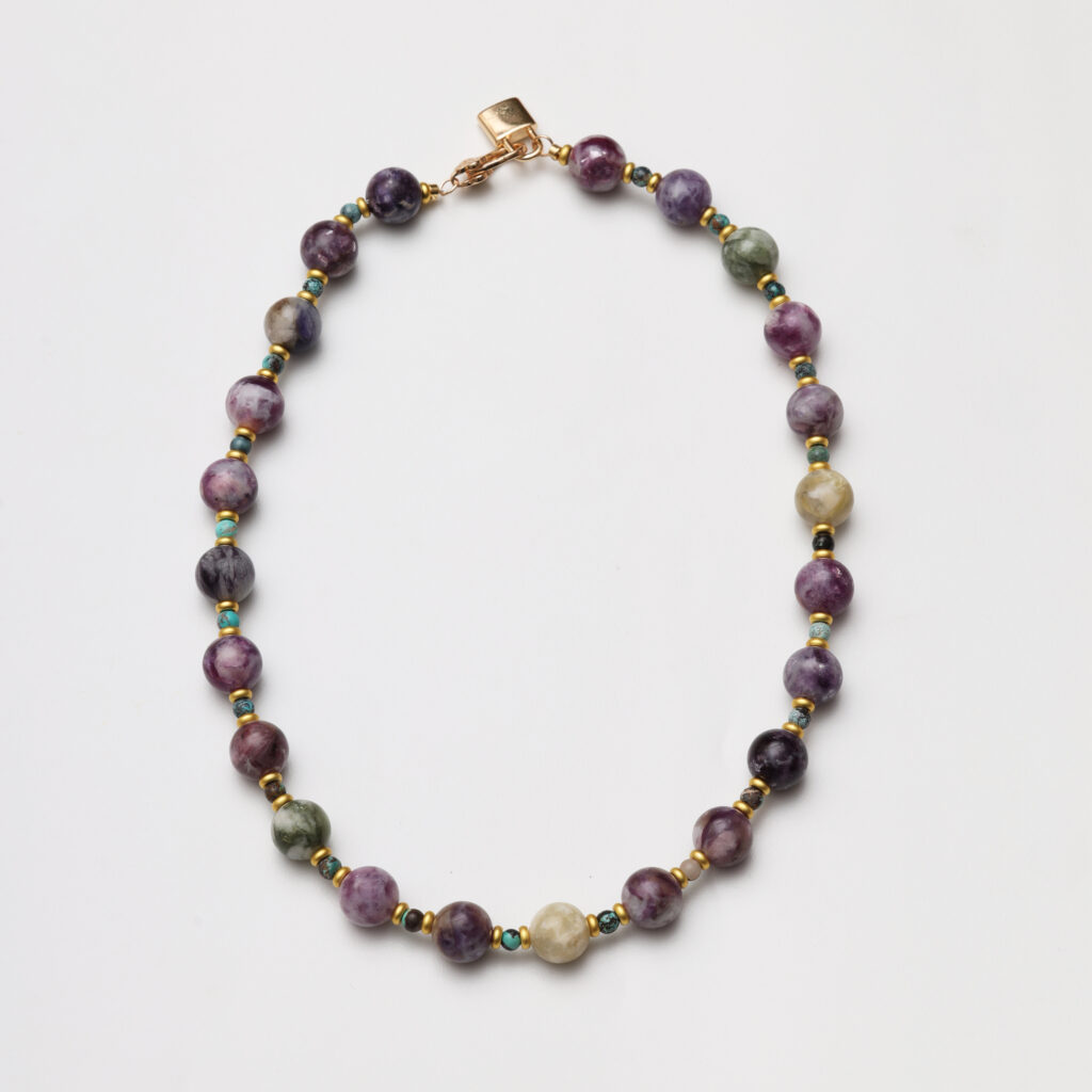 Rainbow Emerald Phantom Quartz & Turquoise Necklace
