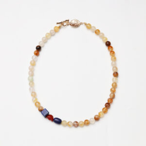 Yellow Phantom Quartz, Lapis Lazuli & Southern Red Agate Yuanbao Necklace