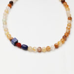 Yellow Phantom Quartz, Lapis Lazuli & Southern Red Agate Yuanbao Necklace