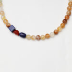 Yellow Phantom Quartz, Lapis Lazuli & Southern Red Agate Yuanbao Necklace