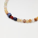 Yellow Phantom Quartz, Lapis Lazuli & Southern Red Agate Yuanbao Necklace