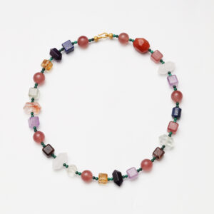 Strawberry Quartz, Red Phantom Quartz, Lapis Lazuli, Amethyst & Clear Quartz Necklace