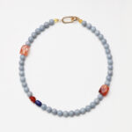 Blue Chalcedony, Red Phantom Quartz, Lapis Lazuli & Southern Red Agate Necklace