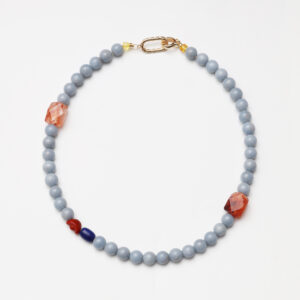 Blue Chalcedony, Red Phantom Quartz, Lapis Lazuli & Southern Red Agate Necklace
