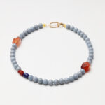 Blue Chalcedony, Red Phantom Quartz, Lapis Lazuli & Southern Red Agate Necklace