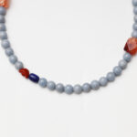 Blue Chalcedony, Red Phantom Quartz, Lapis Lazuli & Southern Red Agate Necklace