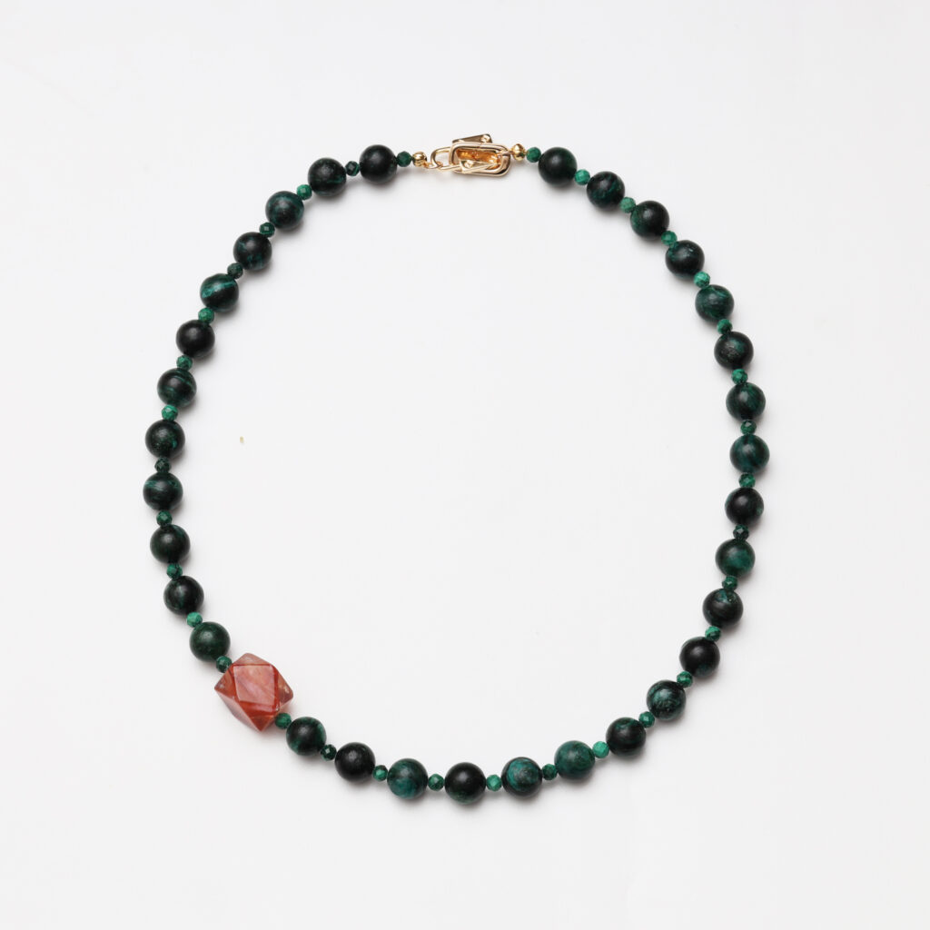 Emerald Phantom Quartz, Malachite & Red Phantom Quartz Necklace