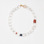 Free-Form Clear Quartz, Red Phantom Quartz, Lapis Lazuli & Southern Red Agate Necklace