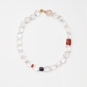Free-Form Clear Quartz, Red Phantom Quartz, Lapis Lazuli & Southern Red Agate Necklace