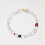 Free-Form Clear Quartz, Red Phantom Quartz, Lapis Lazuli & Southern Red Agate Necklace