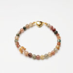Multicolored Rutilated Quartz & Clear Quartz Barrel Bead Bracelet