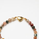 Multicolored Rutilated Quartz & Clear Quartz Barrel Bead Bracelet