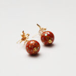 S925 Silver Clear Quartz & Red Lacquer Earrings