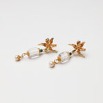 S925 Silver Clear Quartz, Natural Pearl & Malachite Earrings