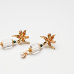 S925 Silver Clear Quartz, Natural Pearl & Malachite Earrings