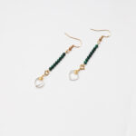S925 Silver Heart-Shaped Clear Quartz & Malachite Earrings