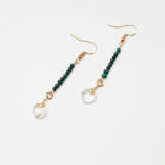 S925 Silver Heart-Shaped Clear Quartz & Malachite Earrings