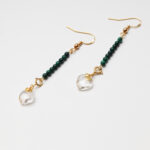 S925 Silver Heart-Shaped Clear Quartz & Malachite Earrings