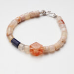 Sakura Agate, Red Phantom Quartz & Lapis Lazuli Bracelet
