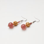 Temple Camellia · Strawberry Quartz & Pink Tourmaline Openwork Earrings