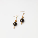 Ink & Still Waters · Black-Gold Lacquer, Pearl & Lucky Bead Earrings