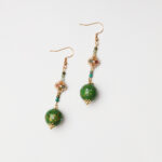 Tea Garden Zen · Green Lacquer & Tourmaline Earrings