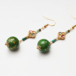 Tea Garden Zen · Green Lacquer & Tourmaline Earrings