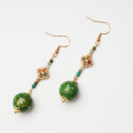 Tea Garden Zen · Green Lacquer & Tourmaline Earrings