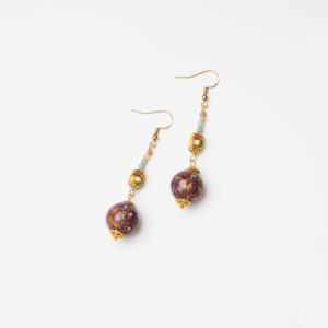 Imperial Glass · Lavender Lacquer, Tourmaline & Cat's Eye Earrings