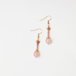 Morning Dew Blossom · Milky Rose Quartz & Pink Tourmaline Earrings