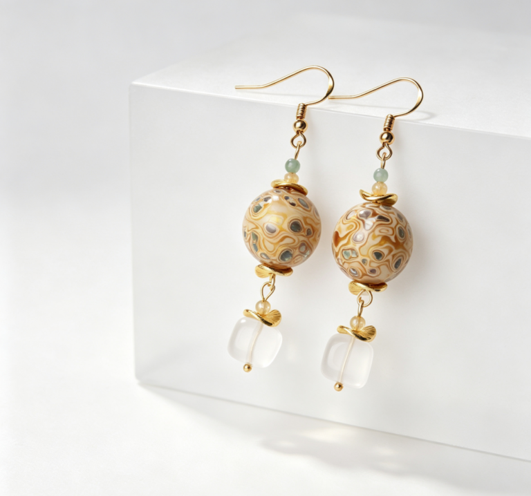 Pendant resting on dried flowers