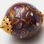 Lavender-Purple-Gold Lacquer Bead