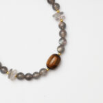 Grey Moonstone & Tiger's Eye Barrel Bead Bracelet