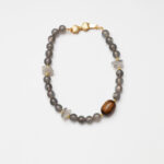 Grey Moonstone & Tiger's Eye Barrel Bead Bracelet