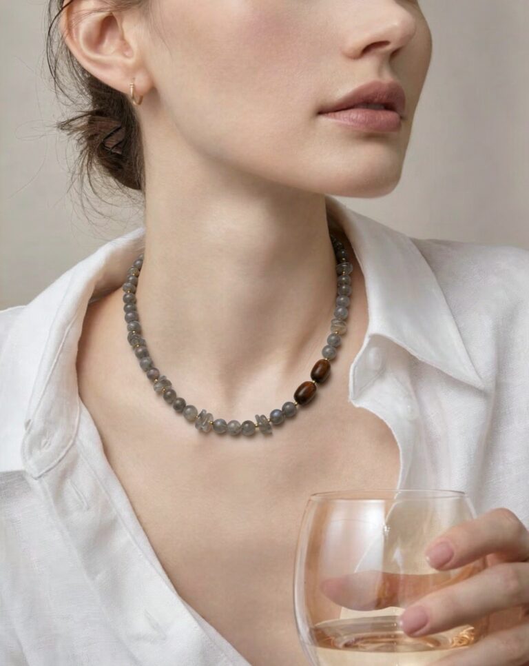 Pendant resting on dried flowers