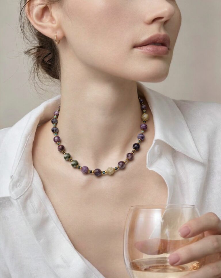 Pendant resting on dried flowers