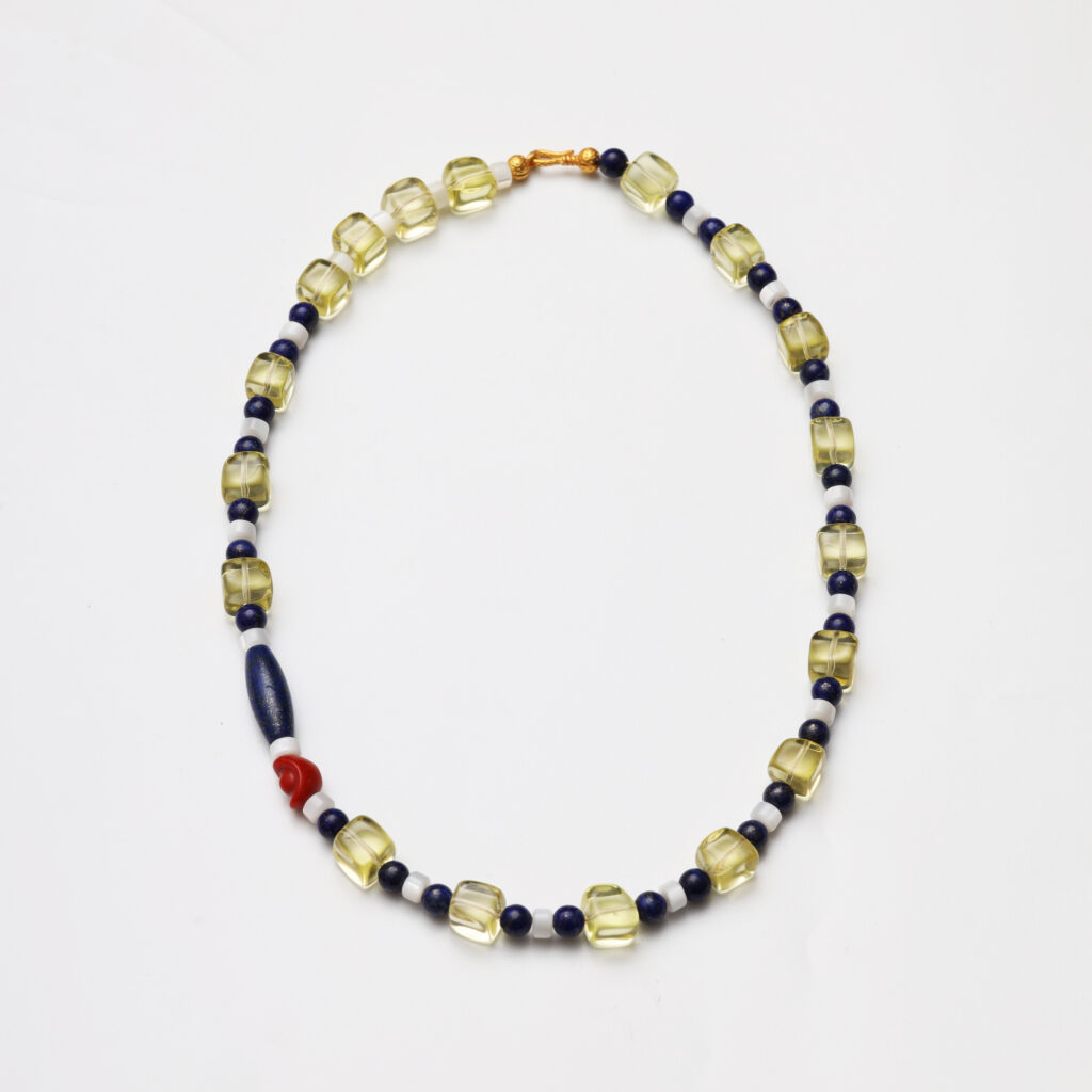Starry Lemon · Citrine Square & Lapis Lazuli Necklace with Mother-of-Pearl and Southern Red Agate Yuanbao