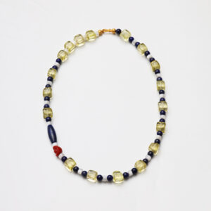 Starry Lemon · Citrine Square & Lapis Lazuli Necklace with Mother-of-Pearl and Southern Red Agate Yuanbao