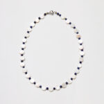Moon Phases · Mother-of-Pearl Disc & Lapis Lazuli Bead Necklace