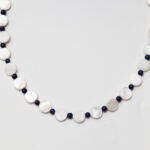 Moon Phases · Mother-of-Pearl Disc & Lapis Lazuli Bead Necklace