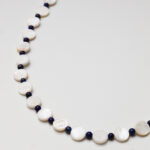 Moon Phases · Mother-of-Pearl Disc & Lapis Lazuli Bead Necklace