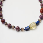 Autumn Berries · Purple Emerald Phantom Quartz, Smoky Quartz & Red Phantom Quartz with Lapis Lazuli Necklace