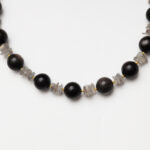 Silent Dawn · Silver Obsidian & Grey Moonstone Free-Form Necklace