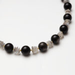 Silent Dawn · Silver Obsidian & Grey Moonstone Free-Form Necklace