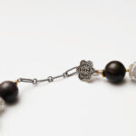Silent Dawn · Silver Obsidian & Grey Moonstone Free-Form Necklace