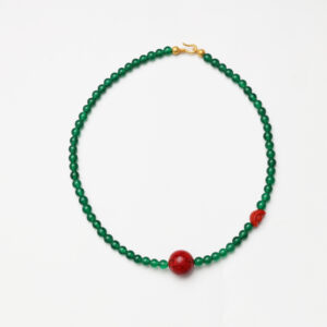 Eastern Heritage · Green Agate, Cinnabar & Southern Red Agate Yuanbao Necklace