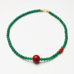 Eastern Heritage · Green Agate, Cinnabar & Southern Red Agate Yuanbao Necklace